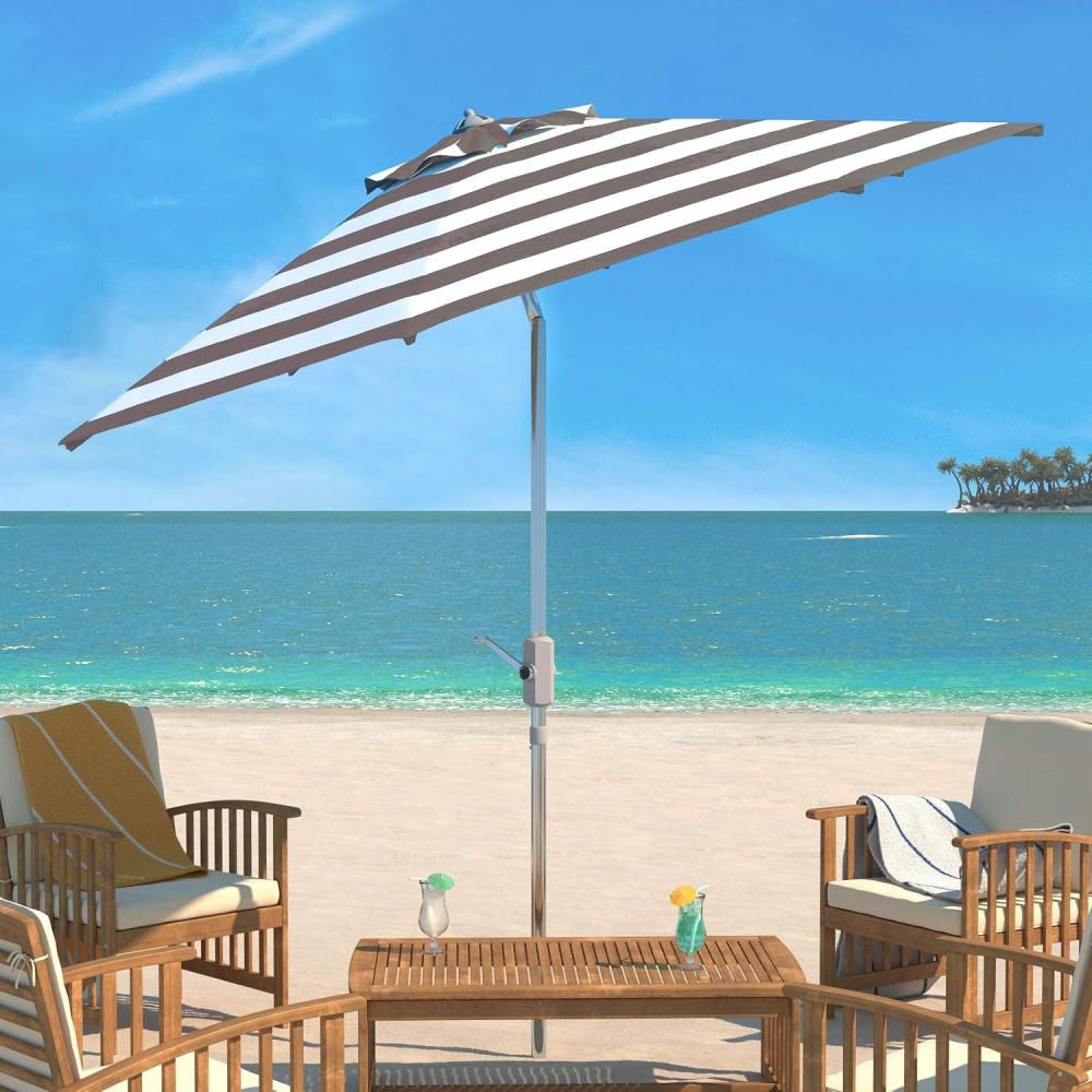 image:imageSafavieh Outdoor Collection Iris Fashion Line Auto Tilt 9inch UmbrellaGreyWhite