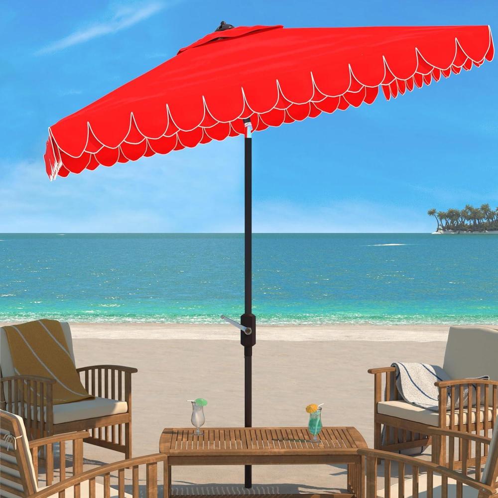 image:imageSafavieh Outdoor Elegant Valance White and Black 76 Square UV Protected Umbrella WhiteBlackRed