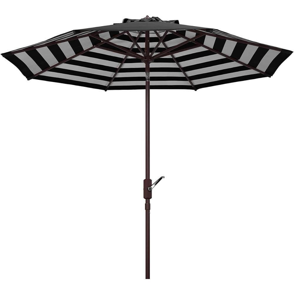 image:imageSafavieh PAT8007A Collection Athens Inside Out Striped 9Ft Crank Outdoor Auto Tilt UmbrellaBlack