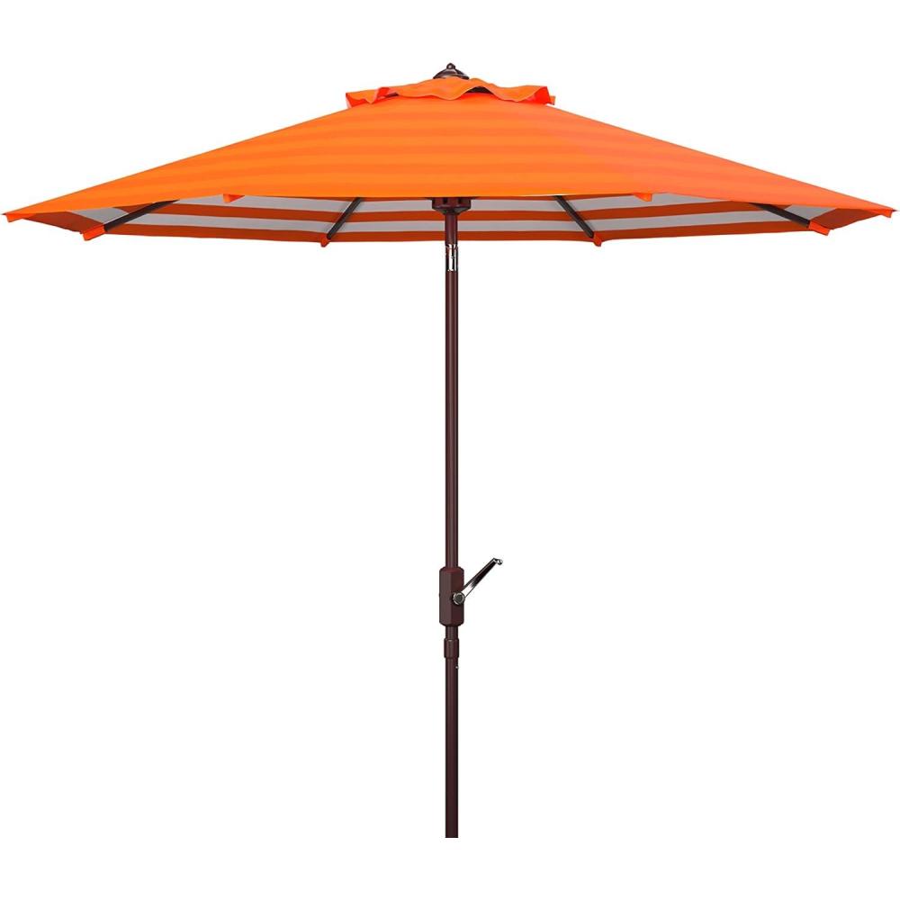 image:imageSafavieh PAT8007A Collection Athens Inside Out Striped 9Ft Crank Outdoor Auto Tilt UmbrellaOrange