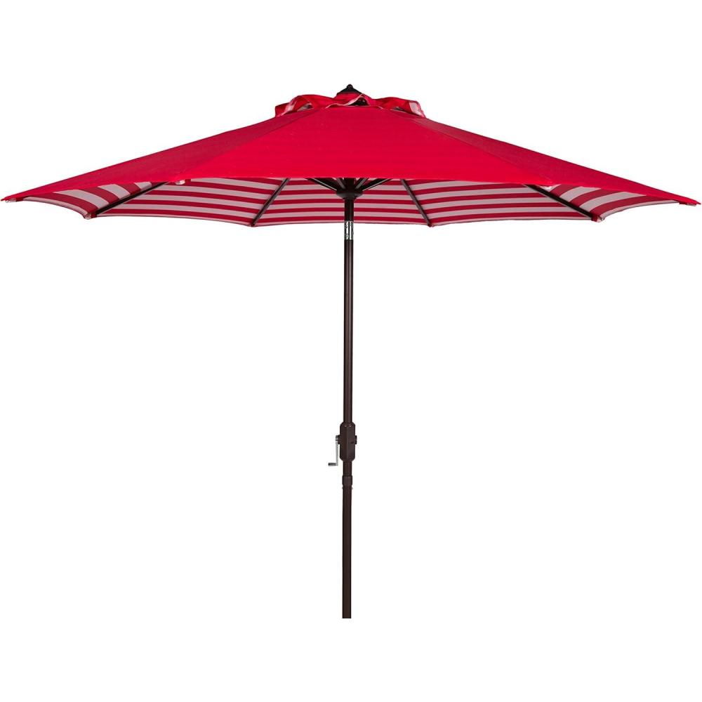 image:imageSafavieh PAT8007A Collection Athens Inside Out Striped 9Ft Crank Outdoor Auto Tilt UmbrellaRed