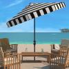 SAFAVIEH 11ft Outdoor Patio Umbrella, Round, Else Collection, Black & White, Auto Crank Tilt, UV Resistant for Deck, Backyard, Poolside (PAT8103A)(Black / White)