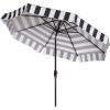SAFAVIEH 11ft Outdoor Patio Umbrella, Round, Else Collection, Black & White, Auto Crank Tilt, UV Resistant for Deck, Backyard, Poolside (PAT8103A)(Navy / White)