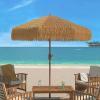 SAFAVIEH 11ft Outdoor Patio Umbrella, Round, Tiki Collection, Tropical Brown, Crank, No Tilt, for Deck, Backyard, Poolside (PAT8112A)