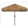 SAFAVIEH 11ft Outdoor Patio Umbrella, Round, Tiki Collection, Tropical Brown, Crank, No Tilt, for Deck, Backyard, Poolside (PAT8112A)