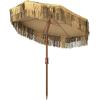 SAFAVIEH 6.5ft Outdoor Patio Umbrella, Hilo Collection, Tiki, Brown, Button Tilt, UV Resistant for Deck, Backyard, Poolside (PAT8512A)