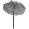 SAFAVIEH 6.5ft Outdoor Patio Umbrella, Round, Sydney Collection, White & Light Blue, Polka Dot Print, Fringe Trim, Button Tilt, UV Resistant for Deck, Backyard, Poolside (PAT8502C)(White / Black)