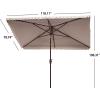SAFAVIEH 6.5x10ft Outdoor Patio Umbrella, Rectangular, Valance, Red & White Trim, Auto Crank Tilt, UV Resistant for Deck, Backyard, Poolside (PAT8306D)(Beige / White)