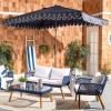 SAFAVIEH 6.5x10ft Outdoor Patio Umbrella, Rectangular, Valance, Red & White Trim, Auto Crank Tilt, UV Resistant for Deck, Backyard, Poolside (PAT8306D)(Navy / White)