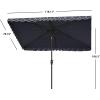 SAFAVIEH 6.5x10ft Outdoor Patio Umbrella, Rectangular, Valance, Red & White Trim, Auto Crank Tilt, UV Resistant for Deck, Backyard, Poolside (PAT8306D)(Navy / White)