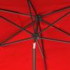 SAFAVIEH 6.5x10ft Outdoor Patio Umbrella, Rectangular, Valance, Red & White Trim, Auto Crank Tilt, UV Resistant for Deck, Backyard, Poolside (PAT8306D)(Red)