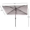 SAFAVIEH 6.5x10ft Outdoor Patio Umbrella, Rectangular, Valance, Red & White Trim, Auto Crank Tilt, UV Resistant for Deck, Backyard, Poolside (PAT8306D)(White / Black)