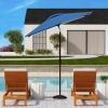 SAFAVIEH 7.5ft Outdoor Patio Umbrella, Square, Athens Collection, Beige & White, Auto Crank Tilt, UV Resistant for Deck, Backyard, Poolside (PAT8407B)(Baby Blue/White)