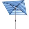 SAFAVIEH 7.5ft Outdoor Patio Umbrella, Square, Athens Collection, Beige & White, Auto Crank Tilt, UV Resistant for Deck, Backyard, Poolside (PAT8407B)(Baby Blue/White)