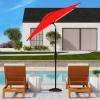 SAFAVIEH 7.5ft Outdoor Patio Umbrella, Square, Athens Collection, Beige & White, Auto Crank Tilt, UV Resistant for Deck, Backyard, Poolside (PAT8407B)(Red)