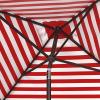 SAFAVIEH 7.5ft Outdoor Patio Umbrella, Square, Athens Collection, Beige & White, Auto Crank Tilt, UV Resistant for Deck, Backyard, Poolside (PAT8407B)(Red)