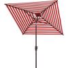 SAFAVIEH 7.5ft Outdoor Patio Umbrella, Square, Athens Collection, Beige & White, Auto Crank Tilt, UV Resistant for Deck, Backyard, Poolside (PAT8407B)(Red)