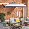 SAFAVIEH 7.5ft Outdoor Patio Umbrella, Square, Elsa Collection, Black & White Stripe, Auto Crank Tilt, UV Resistant for Deck, Backyard, Poolside (PAT8403A)(Black / White)