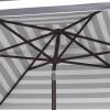 SAFAVIEH 7.5ft Outdoor Patio Umbrella, Square, Elsa Collection, Black & White Stripe, Auto Crank Tilt, UV Resistant for Deck, Backyard, Poolside (PAT8403A)(Black / White)