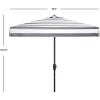 SAFAVIEH 7.5ft Outdoor Patio Umbrella, Square, Elsa Collection, Black & White Stripe, Auto Crank Tilt, UV Resistant for Deck, Backyard, Poolside (PAT8403A)(Black / White)