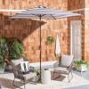 SAFAVIEH 7.5ft Outdoor Patio Umbrella, Square, Iris Collection, Navy & White Stripe, Auto Crank Tilt, UV Resistant for Deck, Backyard, Poolside (PAT8404B)(Black / White)