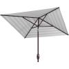SAFAVIEH 7.5ft Outdoor Patio Umbrella, Square, Iris Collection, Navy & White Stripe, Auto Crank Tilt, UV Resistant for Deck, Backyard, Poolside (PAT8404B)(Grey / White)
