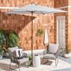 SAFAVIEH 7.5ft Outdoor Patio Umbrella, Square, Iris Collection, Navy & White Stripe, Auto Crank Tilt, UV Resistant for Deck, Backyard, Poolside (PAT8404B)(Grey / White)