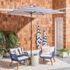 SAFAVIEH 7.5ft Outdoor Patio Umbrella, Square, Iris Collection, Navy & White Stripe, Auto Crank Tilt, UV Resistant for Deck, Backyard, Poolside (PAT8404B)(Navy / White)
