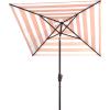SAFAVIEH 7.5ft Outdoor Patio Umbrella, Square, Iris Collection, Navy & White Stripe, Auto Crank Tilt, UV Resistant for Deck, Backyard, Poolside (PAT8404B)(Orange/White)