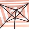 SAFAVIEH 7.5ft Outdoor Patio Umbrella, Square, Iris Collection, Navy & White Stripe, Auto Crank Tilt, UV Resistant for Deck, Backyard, Poolside (PAT8404B)(Orange/White)