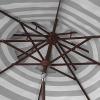 SAFAVIEH 9ft Outdoor Patio Umbrella, Double Top, Iris Collection, Grey & White Stripe, Auto Crank Tilt, UV Resistant for Deck, Backyard, Poolside (PAT8204D)(Black / White)