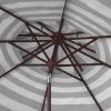 SAFAVIEH 9ft Outdoor Patio Umbrella, Double Top, Iris Collection, Grey & White Stripe, Auto Crank Tilt, UV Resistant for Deck, Backyard, Poolside (PAT8204D)(Grey / White)