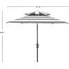 SAFAVIEH 9ft Outdoor Patio Umbrella, Double Top, Iris Collection, Grey & White Stripe, Auto Crank Tilt, UV Resistant for Deck, Backyard, Poolside (PAT8204D)(Grey / White)