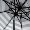 SAFAVIEH 9ft Outdoor Patio Umbrella, Double Top, Vienna Collection, Beige & White Stripe, Scallop Edge, Crank, Button Tilt, UV Resistant for Deck, Backyard, Poolside (PAT8211A)(Grey / White)