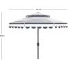 SAFAVIEH 9ft Outdoor Patio Umbrella, Double Top, Vienna Collection, Beige & White Stripe, Scallop Edge, Crank, Button Tilt, UV Resistant for Deck, Backyard, Poolside (PAT8211A)(Navy / White)