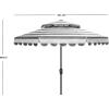 SAFAVIEH 9ft Outdoor Patio Umbrella, Double Top, Vienna Collection, Beige & White Stripe, Scallop Edge, Crank, Button Tilt, UV Resistant for Deck, Backyard, Poolside (PAT8211A)(Black / White)