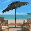 SAFAVIEH 9ft Outdoor Patio Umbrella, Double Top, Zimmerman Collection, Black & White, Crank, Button Tilt, UV Resistant for Deck, Backyard, Poolside (PAT8200H)(Dark Green)