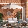 SAFAVIEH 9ft Outdoor Patio Umbrella, Double Top, Zimmerman Collection, Black & White, Crank, Button Tilt, UV Resistant for Deck, Backyard, Poolside (PAT8200H)(Beige/White)