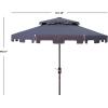 SAFAVIEH 9ft Outdoor Patio Umbrella, Double Top, Zimmerman Collection, Black & White, Crank, Button Tilt, UV Resistant for Deck, Backyard, Poolside (PAT8200H)(Navy/White)