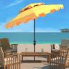SAFAVIEH 9ft Outdoor Patio Umbrella, Double Top, Zimmerman Collection, Black & White, Crank, Button Tilt, UV Resistant for Deck, Backyard, Poolside (PAT8200H)(Yellow/White)