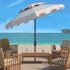 SAFAVIEH 9ft Outdoor Patio Umbrella, Double Top, Zimmerman Collection, Black & White, Crank, Button Tilt, UV Resistant for Deck, Backyard, Poolside (PAT8200H)(White)