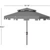 SAFAVIEH 9ft Outdoor Patio Umbrella, Double Top, Zimmerman Collection, Black & White, Crank, Button Tilt, UV Resistant for Deck, Backyard, Poolside (PAT8200H)(Grey/White)