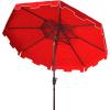SAFAVIEH 9ft Outdoor Patio Umbrella, Double Top, Zimmerman Collection, Black & White, Crank, Button Tilt, UV Resistant for Deck, Backyard, Poolside (PAT8200H)(Red/White)