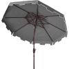 SAFAVIEH 9ft Outdoor Patio Umbrella, Double Top, Zimmerman Collection, Black & White, Crank, Button Tilt, UV Resistant for Deck, Backyard, Poolside (PAT8200H)(Grey/White)