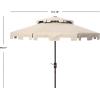 SAFAVIEH 9ft Outdoor Patio Umbrella, Double Top, Zimmerman Collection, Black & White, Crank, Button Tilt, UV Resistant for Deck, Backyard, Poolside (PAT8200H)(Beige/White)