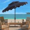 SAFAVIEH 9ft Outdoor Patio Umbrella, Double Top, Zimmerman Collection, Black & White, Crank, Button Tilt, UV Resistant for Deck, Backyard, Poolside (PAT8200H)(Navy/White)
