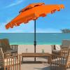SAFAVIEH 9ft Outdoor Patio Umbrella, Double Top, Zimmerman Collection, Black & White, Crank, Button Tilt, UV Resistant for Deck, Backyard, Poolside (PAT8200H)(Orange/White)