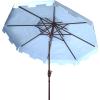 SAFAVIEH 9ft Outdoor Patio Umbrella, Double Top, Zimmerman Collection, Black & White, Crank, Button Tilt, UV Resistant for Deck, Backyard, Poolside (PAT8200H)(Baby Blue/White)