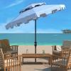 SAFAVIEH 9ft Outdoor Patio Umbrella, Double Top, Zimmerman Collection, Black & White, Crank, Button Tilt, UV Resistant for Deck, Backyard, Poolside (PAT8200H)(Baby Blue/White)