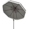 SAFAVIEH 9ft Outdoor Patio Umbrella, Round, Double Top, Milan Fringe, Red & White, Crank, Button Tilt, UV Resistant for Deck, Backyard, Poolside (PAT8208E)(Gray)